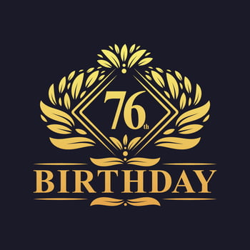 76 years Birthday Logo, Luxury Golden 76th Birthday Celebration. vector