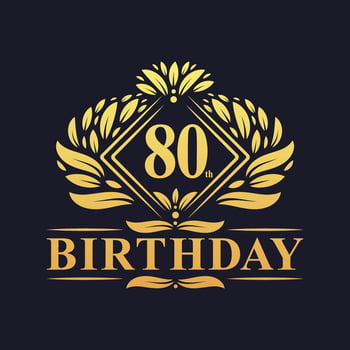 80 years Birthday Logo, Luxury Golden 80th Birthday Celebration. vector