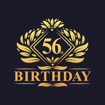 56 years Birthday Logo, Luxury Golden 56th Birthday Celebration. vector