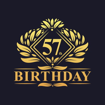 57 years Birthday Logo, Luxury Golden 57th Birthday Celebration. vector
