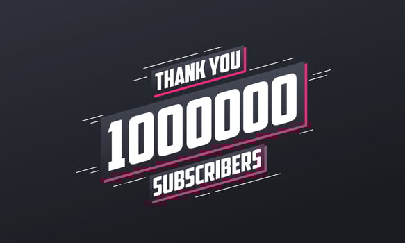 Thank you 1000000 subscribers 1m subscribers celebration. vector