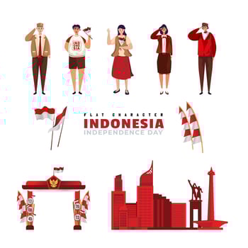 Flat design Indonesian concept collection set vector