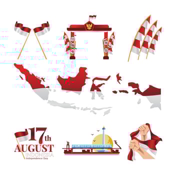 Flat design Indonesian element collection set vector
