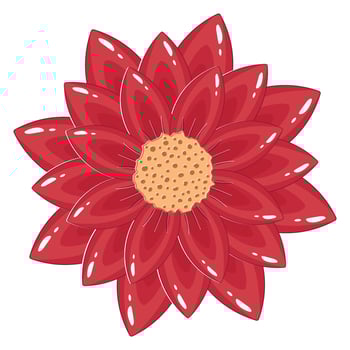 Simple blooming red flower in flat style isolated on white background vector