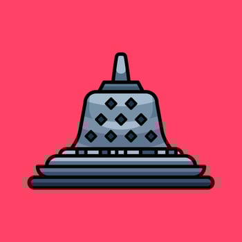 simple borobudur temple cartoon illustration set vector
