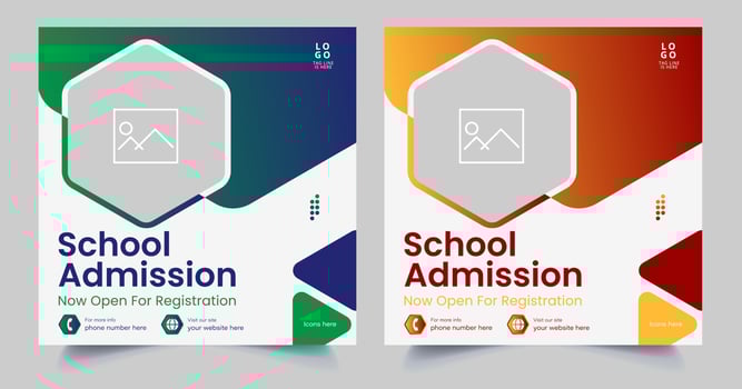 school admission or education social media template premium vector, back to school admission social media post template, marketing template vector