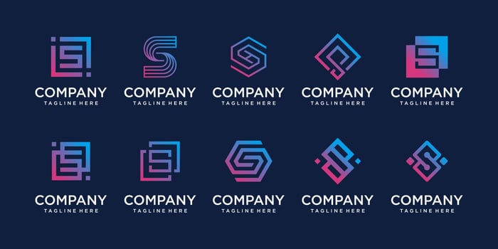 Set of collection initial letter S SS logo design template. icons for business of fashion, sport, automotive, technology digital. vector