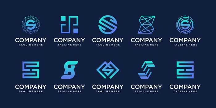 Set of collection initial letter S SS logo design template. icons for business of fashion, sport, automotive, technology digital. vector