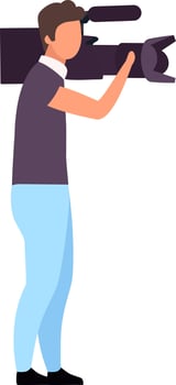 Cameraman with equipment semi flat color vector character