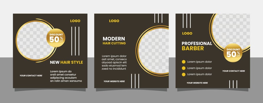 Barbershop social media post template premium vector