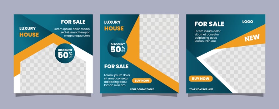 Real Estate Social Media Post Template, Editable Post Template Social Media Banners vector