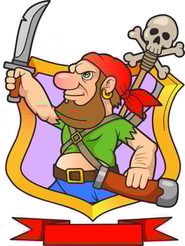funny cartoon pirate vector