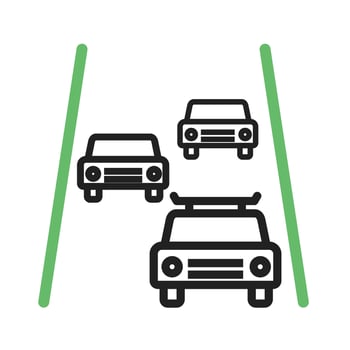 Highway Line Green and Black Icon vector