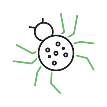 Spider Line Green and Black Icon vector