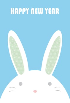 The Year Of The Rabbit Greeting Card Template With A Cartoonish Rabbit Mascot And Text Space. vector