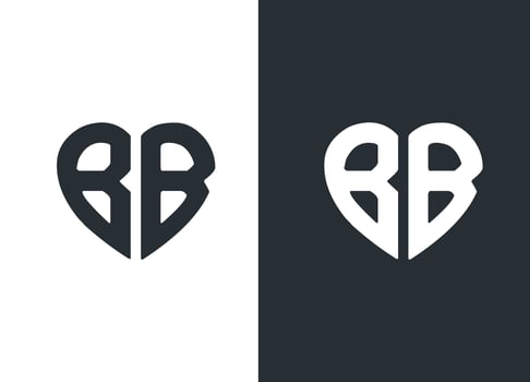 Monogram B B Heart style logo desing vector template