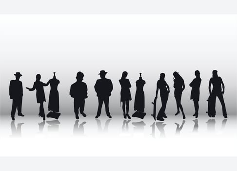 Modern man women Silhouette people  vector template