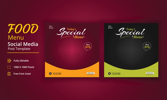 Food Menu Social Media Post Template, Super Special Menu story, Restaurant Social Media Post vector