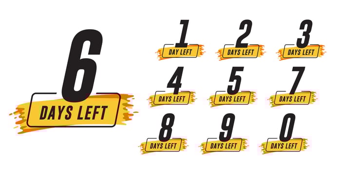 Modern days left numbers.  Stickers and banners timer pack. vector