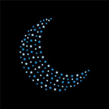 Stars In Moon Shape Vector