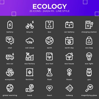 Ecology Icon Pack With Black Color vector