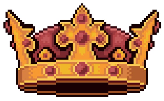 Pixel Art King Crown 8bit game item on white background vector