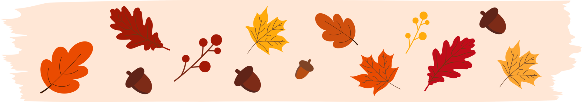 washi tape autumn seasonal with falling leaves, floral elements symbols png