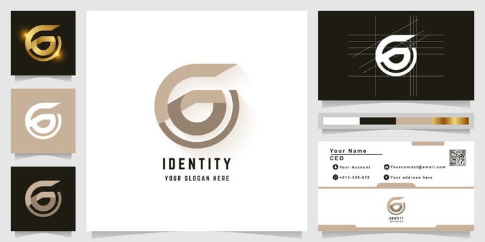 Letter G or Go monogram logo with business card design vector