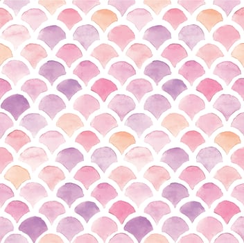stock illustration seamless pattern. watercolor drawing chevron squama fish, seashells. pink color on a white background. colorful fish sacle. Cute design for wallpaper, textile, fabric. vector