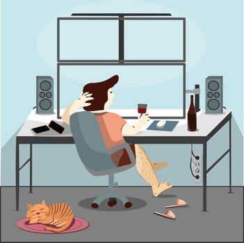 Trading from home vector illustration