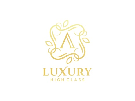 Letter A Antique royal luxury victorian calligraphic logo with ornamental frame. vector