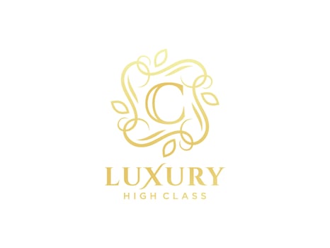 Letter C Antique royal luxury victorian calligraphic logo with ornamental frame. vector