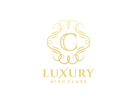 Letter C Antique royal luxury victorian calligraphic logo with ornamental frame. vector