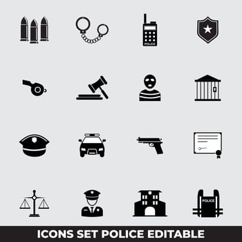 Icon set security of police vector