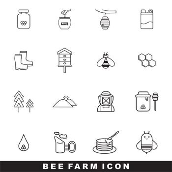 Icon Set Bee and Honey editable vector