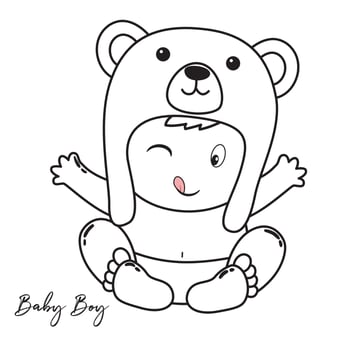 Vector Baby boy black white editable