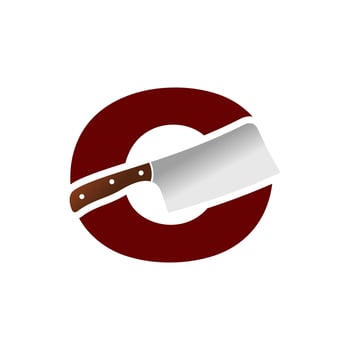 Initial O Chinese Knife vector