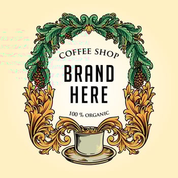 Luxury coffee shop frame vintage Vector illustrations for your work Logo, mascot merchandise t-shirt, stickers and Label designs, poster, greeting cards advertising business company or brands.