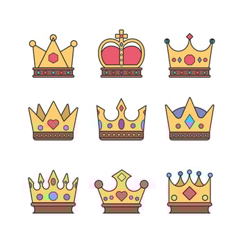 Multiple Sets of Crowns With Jewels Etched vector