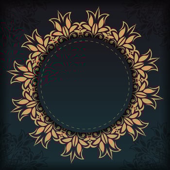 Dark green invitation card template with white Indian ornaments. Elegant and classic elements ready for print and typography. Vector illustration.