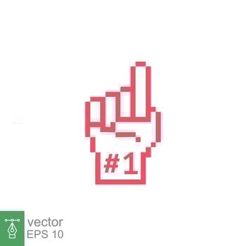 Number 1 foam glove icon. Simple outline style. Fan logo hand with finger up. Thin line vector illustration isolated on white background. EPS 10.