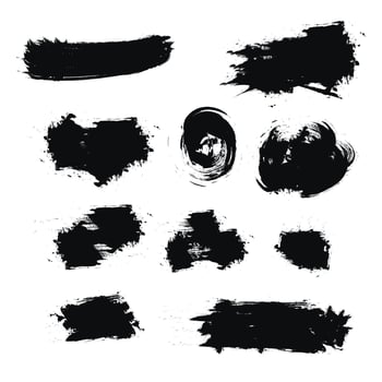 Set brush strokes text boxes. Grunge design element. Vector illustration. EPS 10.