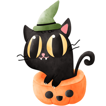 Watercolor cat in pumpkin png