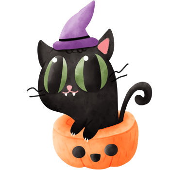 Watercolor cat in pumpkin png