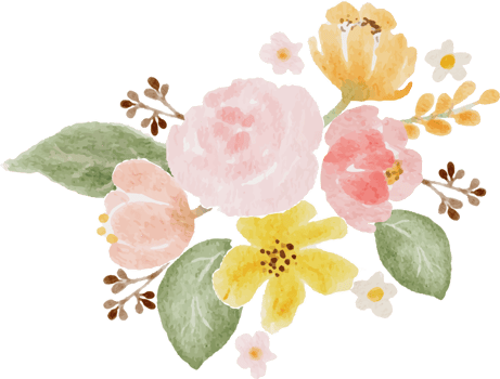 loose watercolor colorful roses and  wild flowers bouquet elements png