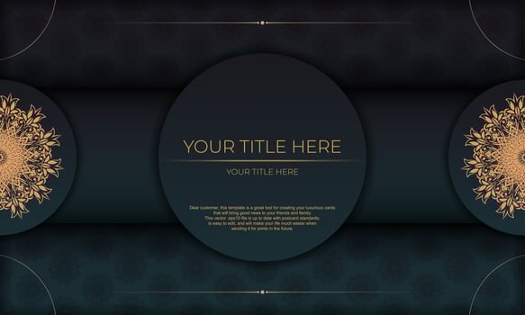 Dark green luxury background with Indian mandala ornament. Elegant and classic vector elements ready for print and typography.