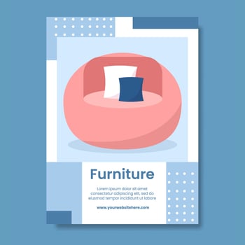 Home Furniture Poster Template Flat Cartoon Background Vector Illustration