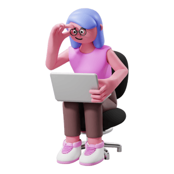 3d render character carrying laptop png