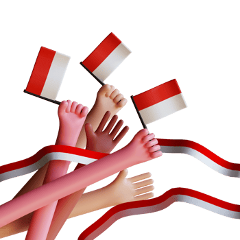 3d render hand carrying indonesia flag celebrating independence day png