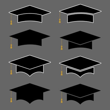 Collection sets of mortar board or graduation cap icon vector. Education symbol vector